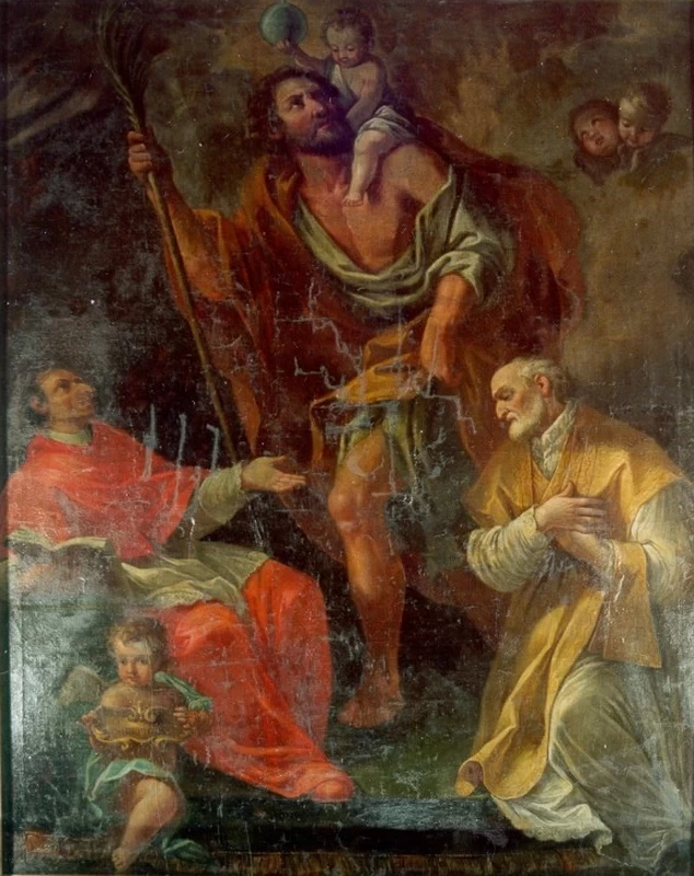 San Cristoforo tra angeli e santi - Marsciano, Perugia, attribuito